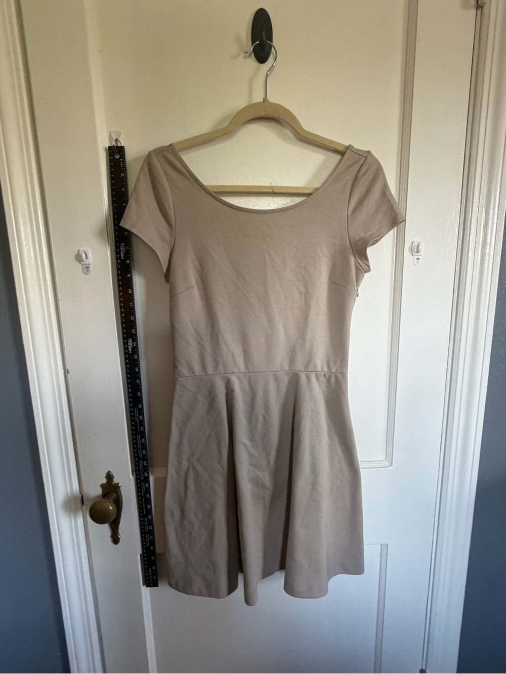 American Eagle Outfitters Beige Scoop-Neck Fit & Flare Dress